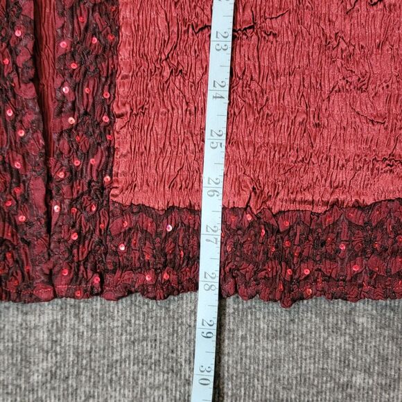 Alberto Makali Shirt Womens S Red Open Front Sequin Crinkle Cardigan Top Jacket - Picture 4 of 10